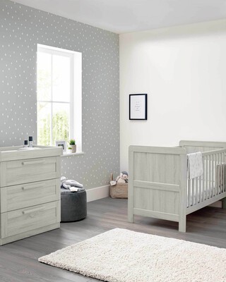 Atlas 2 Piece Cotbed with Dresser Changer Set - Grey